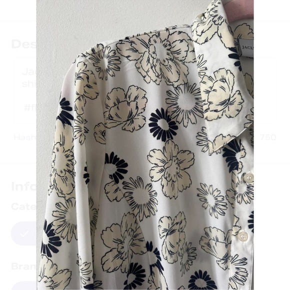 Jaclyn Smith Floral White, Black and Cream Button up Shirt size 12 - Picture 2 of 7